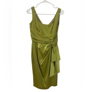 Maggy London Satin Olive Midi Dress